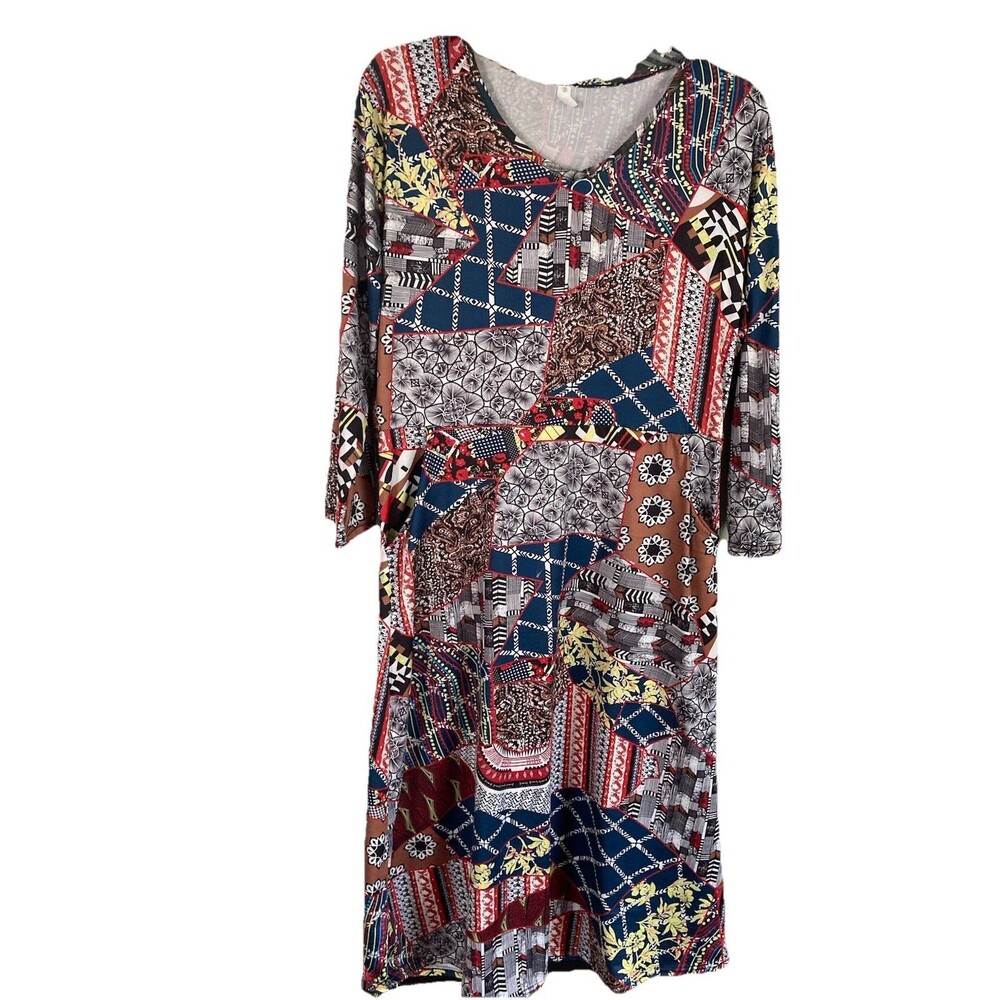 Unbranded Geometric Dress Women’s 2X Stretch Excellent Condition Pockets Multi